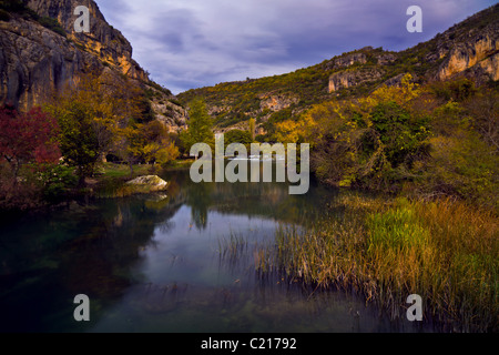 Autumn evening in Roski Slap, Krka National Park, Krka River, Croatia Stock Photo