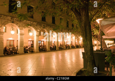 Corfu, Greece. October. The Liston Archade, French architecture in Corfu Town. Evening. Stock Photo