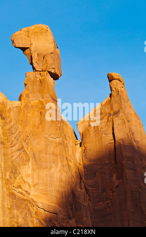 The Queen Nefertiti rock near the Broadway walk in Arches national Park, Utah, USA. Stock Photo