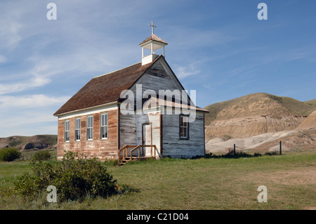 An old abandoned country church in Dorothy, Alberta, Canada. Stock Photo