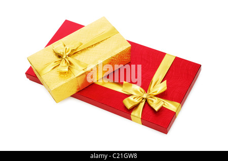 Gift boxes isolated on the white background Stock Photo