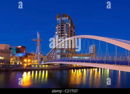 England, Greater Manchester, Salford quays, view across Lowry Bridge Stock Photo