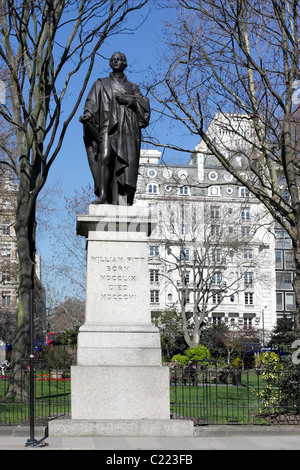 The bronze statue of William Pitt in Hanover Square was erected in 1831. William Pitt the younger was the youngest PM in UK. Stock Photo