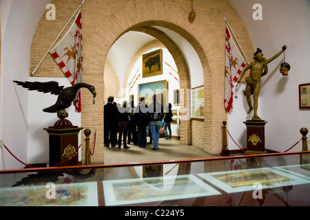 Statues, statue, pictures paintings & other exhibit s in the museum tour of Sevilla bullring / bull ring building. Seville Spain Stock Photo