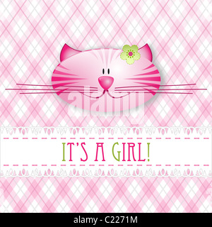 'It's a girl!' baby card Stock Photo