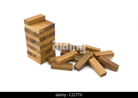 Jenga wooden block game Stock Photo