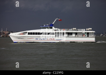 Wightlink's new purpose-built high-speed passenger catamarans operate on the Portsmouth to Ryde, Isle of Wight route. Stock Photo