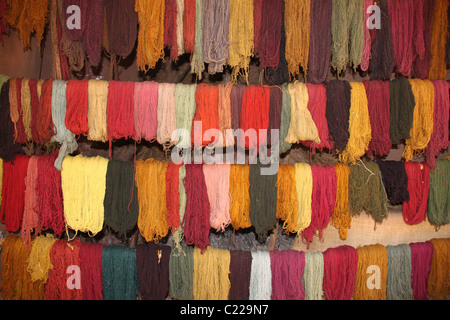 Multi-coloured yarn in Sacred Valley Peru Stock Photo