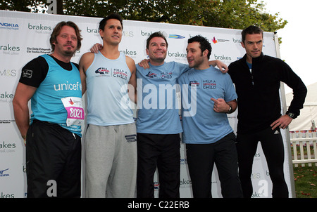 Charley Boorman, Jeremy Edwards and Antony Costa The Royal Parks Foundation Half Marathon fundraiser held in Hyde Park London, Stock Photo