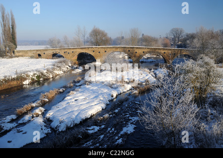 Winter at Barford Bridge, over the River Avon, near the village of Barford, Warwickshire, England Stock Photo