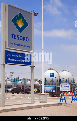 Tesoro Oil refinery headquarters in Wilmington, California near Long Beach. Stock Photo