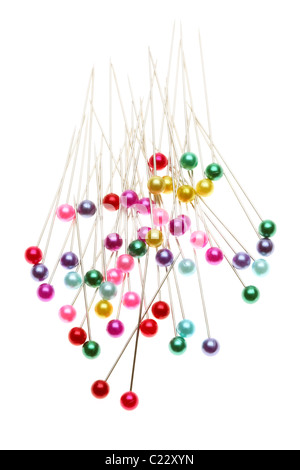 Colorful pins isolated on white background Stock Photo