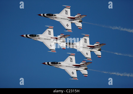 F16 in close formation at the 2010 Nellis Air Show in North Las Vegas, Clark County, Nevada, USA. Stock Photo