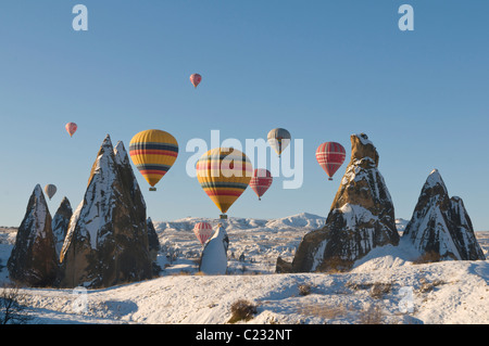 Hot Air Ballooning in Cappadocia,Central Anatolia of Turkey Stock Photo