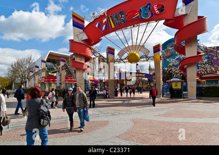 In front of the entrance to Disney Village, Euro Disneyland Paris France. Studio Lupica Stock Photo