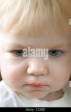 Blonde 14 month old with blue eyes Stock Photo
