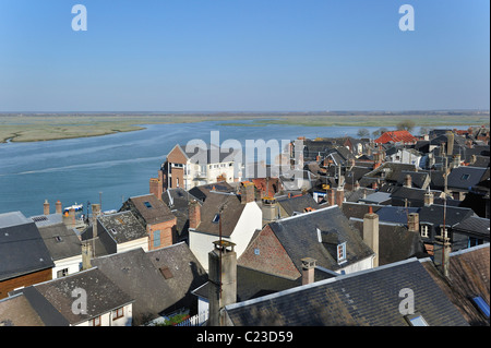 View over the town Saint-Valery-sur-Somme, Bay of the Somme, Picardy, France Stock Photo