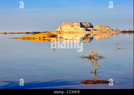 Salt lake in the oasis of Siwa, western desert, Egypt Stock Photo