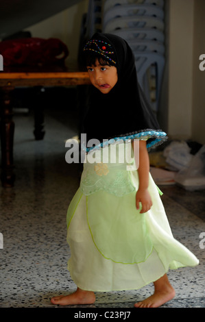 little muslim girl, islamic wedding , muslim community , bangkok, Thailand Stock Photo