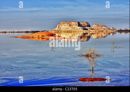 Salt lake in the oasis of Siwa, western desert, Egypt Stock Photo