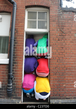 Cie. Willi Dorner's 'Bodies In Urban Spaces' installations at South Bank London, England - 16.10.09 : Stock Photo