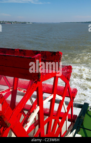 Paddle wheel of the SS. Natchez steamboat on the Mississippi River at New Orleans, Louisiana, USA. Stock Photo