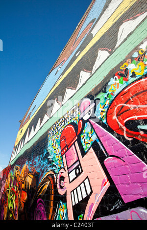 Grafitti covered wall in Gateshead, Tyneside, UK. Stock Photo