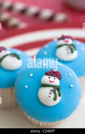 Snowmen cupcakes Stock Photo