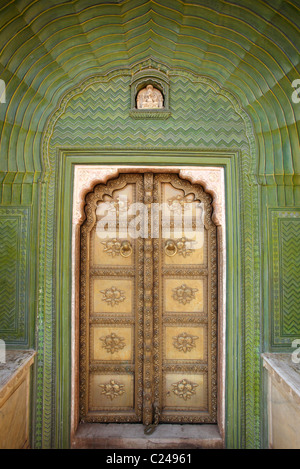 Detail of doorway at Pitam Chowk at City Palace, Jaipur, Rajasthan, India Stock Photo