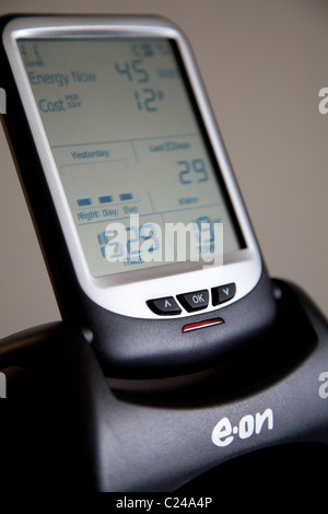 An EON electricity smart meter monitoring live consumption of electricity in a domestic property England UK Stock Photo