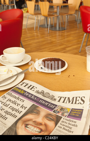 The Times newspaper on a cafe table in the Uk Stock Photo