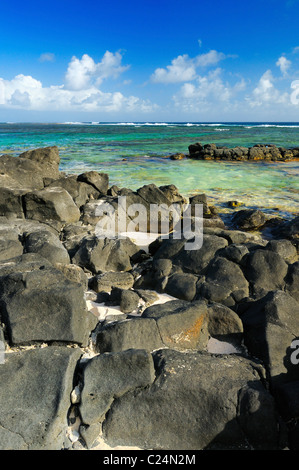 The south side of the island with its wonderful sandy beaches in Pomponnette near Riambel, Savanne,Mauritius. Stock Photo