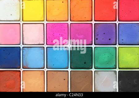 Pastel chalks in plastic tray Stock Photo