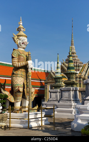 White Guardian Statue at the Grand Palace and Wat Phra Kaew in Bangkok, Thailand Stock Photo