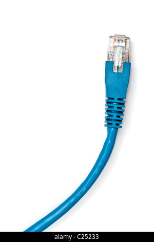 Blue network cable on white background Stock Photo