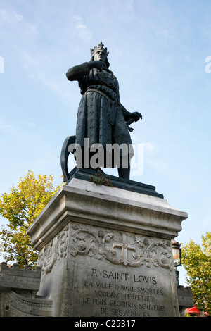 Statue of St. Louis, Aigues Mortes, Provence, France. Stock Photo