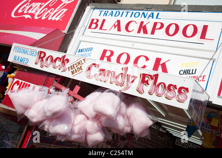 Candy floss on the promenade at Blackpool Beach in Lancashire, England, UK Stock Photo