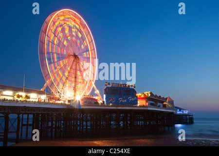 The ferris wheel on the pier at Blackpool Beach in Lancashire, England, UK Stock Photo