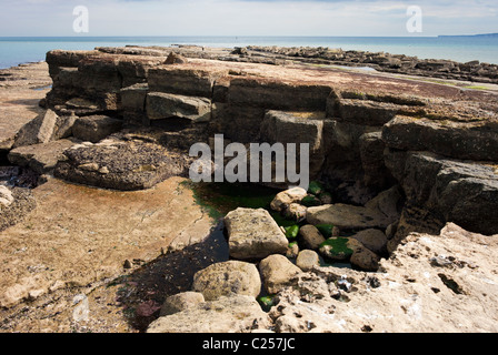 Strange geology at Filey Brigg near Filey, Flamborough Stock Photo