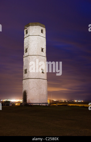 The old chalk lighthouse at Flamborough Head, Flamborough, East Yorkshire Stock Photo