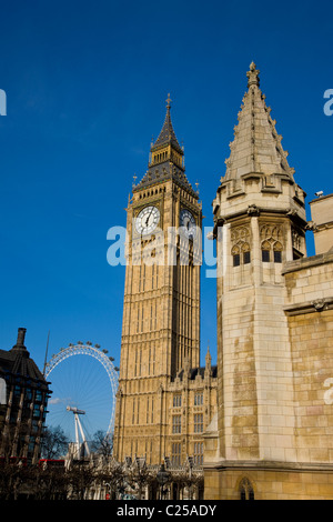 Houses of Parliament and Big Ben with the London Eye just visable Stock Photo