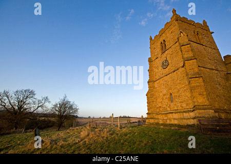 The restored exterior with its clock tower of All Saints Church on the Viking Way in Walesby Stock Photo