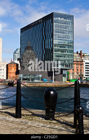 Mann Island Development with reflection of the Port of Liverpool Building, Albert Dock, Liverpool, Merseyside, UK Stock Photo