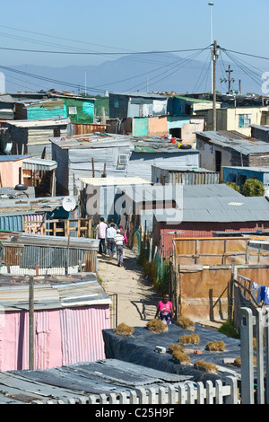 A small shanty town, squatter settlement of poor houses of wood and ...