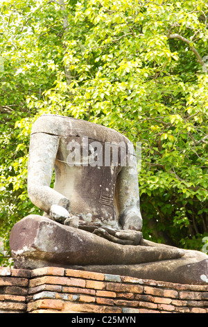 Headless Buddha Statue at the Temple Ruins of Wat Phra Si Sanphet in Ayuthaya, Thailand Stock Photo