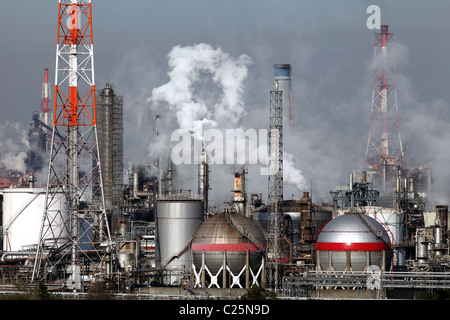 Industrial plant With Smoke Stacks, Industrial area Stock Photo