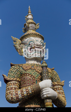 White Guardian Statue at the Grand Palace and Wat Phra Kaew in Bangkok, Thailand Stock Photo