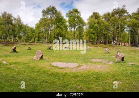 Nine Ladies stone circle, Stanton Moor, Derbyshire, England Stock Photo