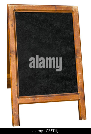 Empty menu board stand sign isolated over white. Stock Photo