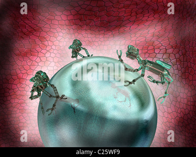 Illustration of nanobots working together as a team Stock Photo